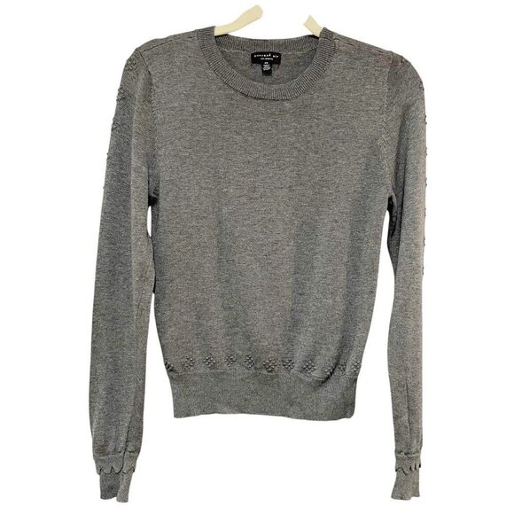 Current Air Gray Crew Neck Texture Dotted Knit Long Sleeve Sweater Workwear XS - Picture 1 of 10